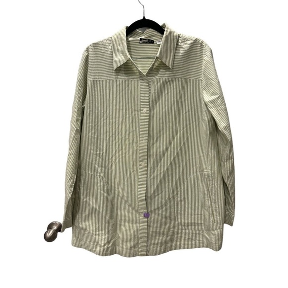 Oversized Green Pinstripe Button Up - Picture 1 of 5